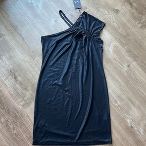 A|X Armani Exchange Shiny Black Slip Dress